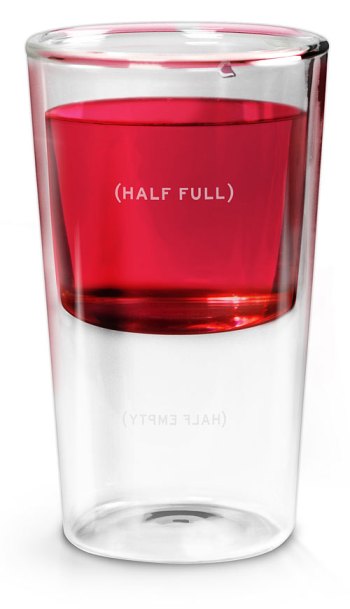 A glass for the eternal optimist - for sale from ThinkGeek